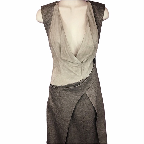 Christian Cota Mixed Suede business wrap dress